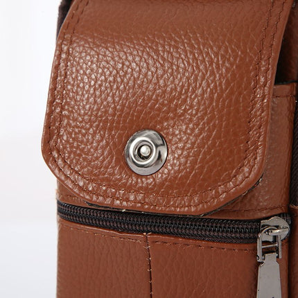 Business Leather Crossbody Waist Bag For Mobile Phone, Coffee, Slim Minimalist Daily Carry Present