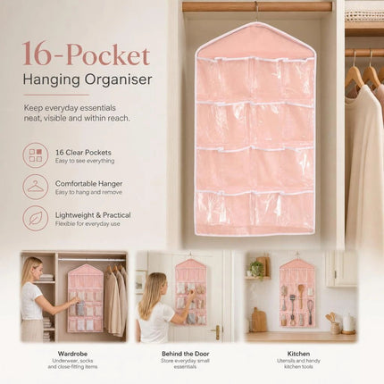 Transparent 16 Slot Door Hanging Storage Bag