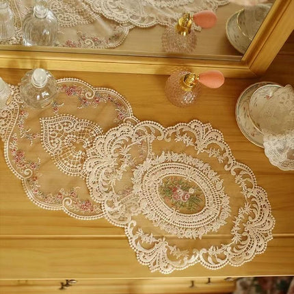 2 Pack Big Sky Blue Embroidery Mesh Mats 32x43cm, Cool Tone Dual Nightstand Liner Vintage Pack