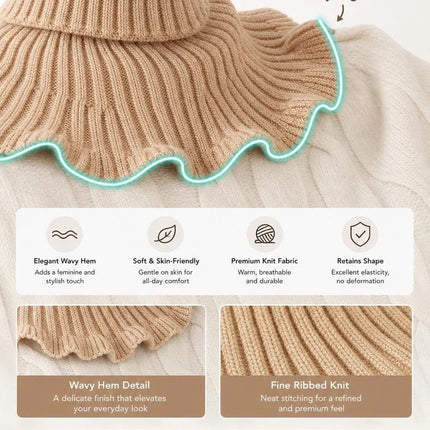 Thermal thick fake collar neck wrap, reliable wind resistance, effortless outfit styling, Wine Red