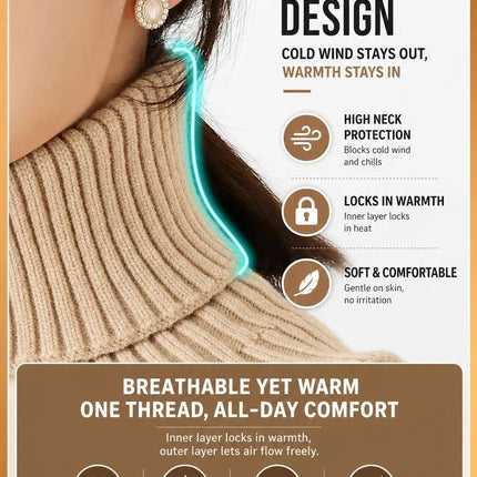 2-Pack Khaki & Black thick knit mock neck warmers, classic dual colour strong wind barrier twin kit