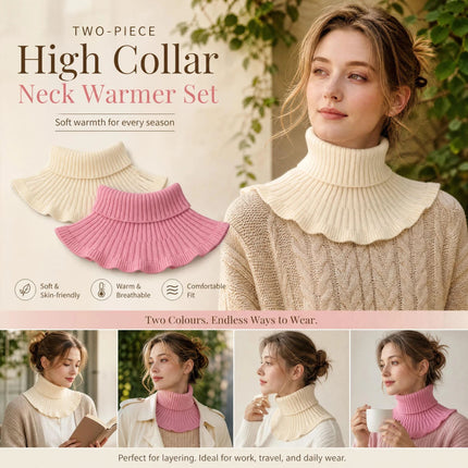 2-Pack Off White & Pink Thick Thermal Neck Protector Set