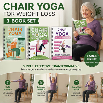 3 Pack Coil Bound Senior Chair Yoga Notebooks, Breathing Awareness