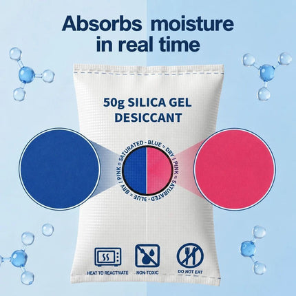 Humidity Indicator Silica Gel Moisture Absorber, Regular Orange Desiccant Beads, 100g Twin Pack