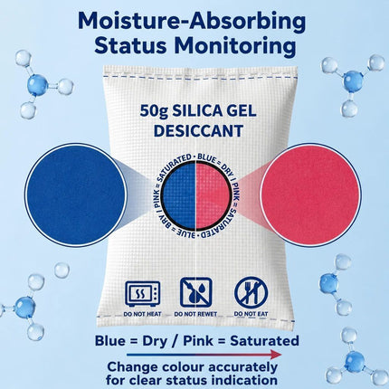 Colour Shift Silica Gel Dehumidifying Packets, Standard Orange Humidity Visible Desiccant, 200g Twin Set