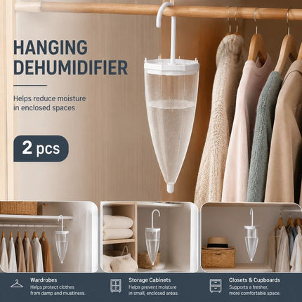 2 Pack White Umbrella Hanging Dehumidifier Boxes