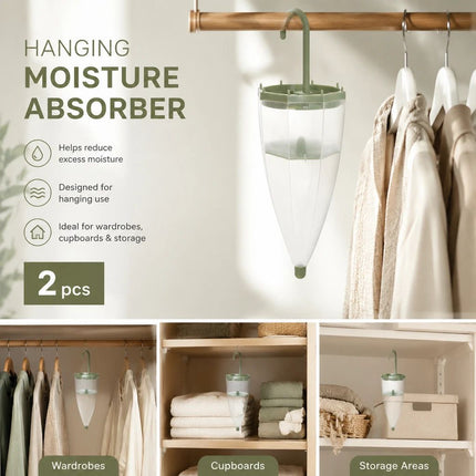 2 Pack Green Umbrella Shaped Fragranced Dehumidifier Containers