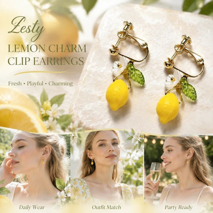 Comfort Clip on Earrings, Clear Lemon Single Flower Leaf