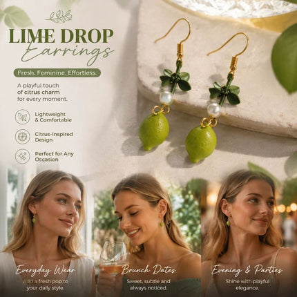 Mild Clover Hook Earrings, Single Pearl Matched with Green Lemon