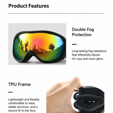 Thoughtful Holiday Gift Double-Layer Anti-Fog Ski Goggles