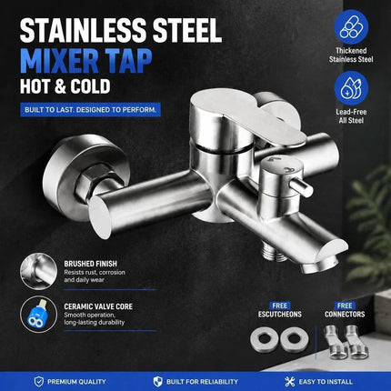 Ideal Home Renovation Gift Hot Cold Mix Tap Bathroom Switch Hardware, Triple Rotating Model Complete Accessory Pack