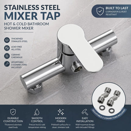 Premium Bathroom Keepsake Gift Stainless Steel Hot Cold Mix Tap, Matte Black Shower Complete Accessory Kit