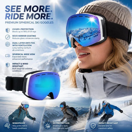 Sweet Outdoor Polarised Ski Goggles, White Frame