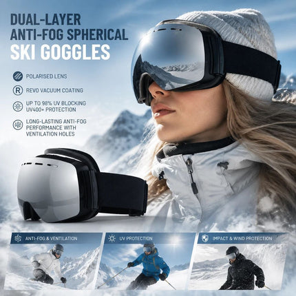 Ideal Winter Ski Gear Anti-Fog, Black Frame