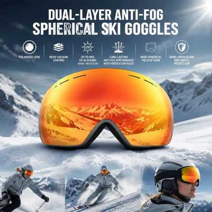 Premium Anti-Fog Ski Eyewear, Black Frame