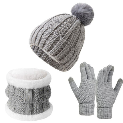 Practical Snow Gear Gift Thick Fleece Knit Hat 3 Pack Light Grey, Ideal For Skiing & Outdoor Cold Days