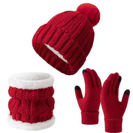 Heartfelt Snow Trip Companion Thick Knitted Hat 3 Pack Bright Red