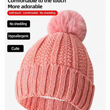Cosy Winter Ski Surprise Plush Lined Knit Hat 3 Set Burgundy