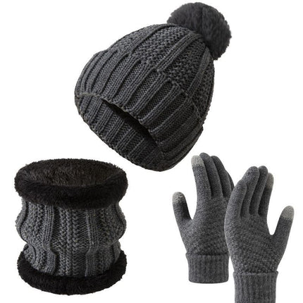 Reliable Cold Ski Present Insulated Thick Knit Hat 3 Pack Dark Grey