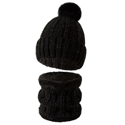 Handy Ski Holiday Gift Fleece Lined Thick Knit Hat 2 Pack Black