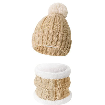 Comfortable Ski Travel Essential Fleece Lined Knit Hat 2 Pack Beige