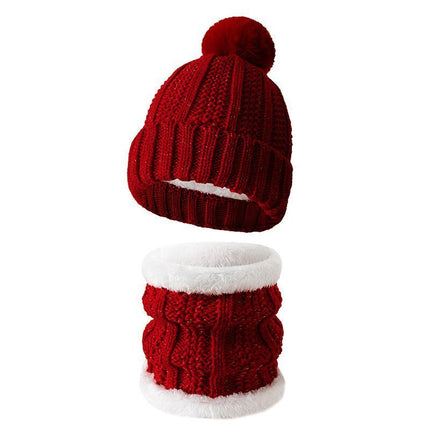 Warm Winter Ski Present Insulated Knitted Hat 2 Set Burgundy