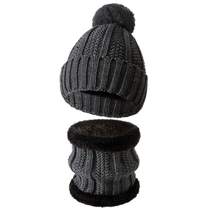 All-Round Snow Trip Gift Thick Fleece Knit Hat 2 Pack Dark Grey