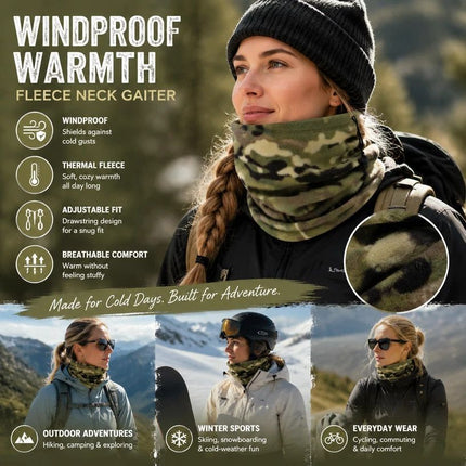 Warm Holiday Outdoor Companion Fleece Drawstring Neck Gaiter