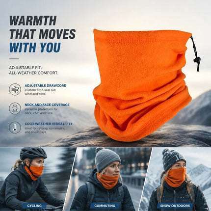 Sweet Cycling & Ski Gift Soft Fleece Drawstring Neck Warmer, Orange