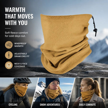 Reliable Cold Weather Gift Soft Fleece Drawstring Neck Warmer, Khaki
