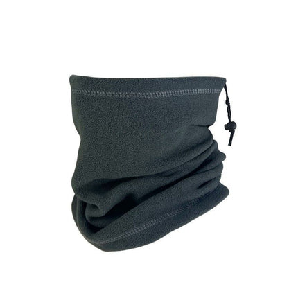 Budget Outdoor Cycling Set Polar Fleece Drawstring Neck Tubes 2 Pcs, Dark Grey, Cold Resistant Cover