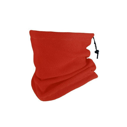 Popular Snow Sport Set Polar Fleece Drawstring Neck Tubes 2 Pcs, Bright Red, Windproof Neck Cover