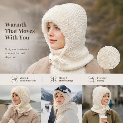 Ideal Ladies Snow Gear Fleece Lined Knitted All-In-One Hat