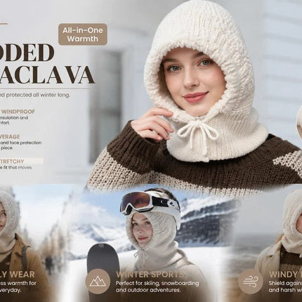 Hard-Wearing Wind Block Integrated Knit Hat Black One Size