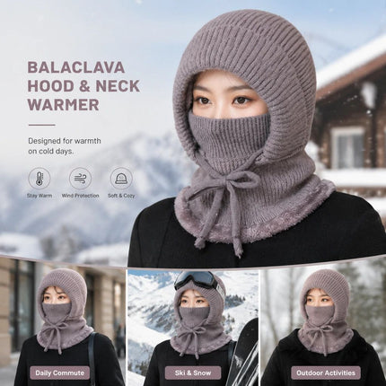 Portable All-In-One Knitted Head Cover Khaki One Size