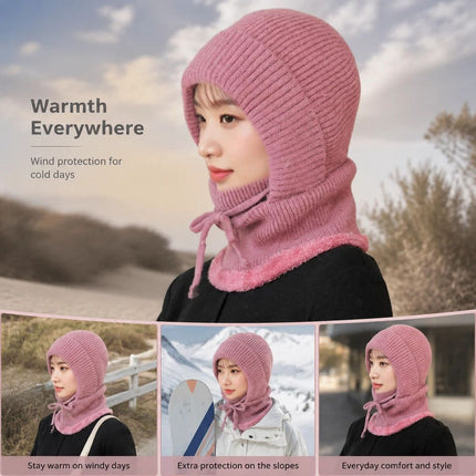 Delicate Skin Pink Knitted Head Set One Size