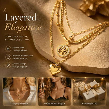 Elegant Vintage Layered Double Chain Necklace