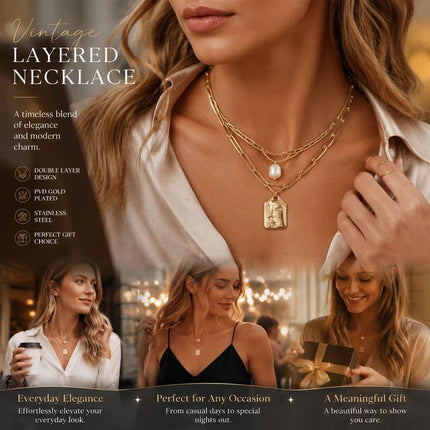 Minimal Vintage Stackable Two Layer Necklace