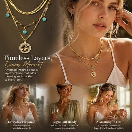 Glam Vintage Double Tier Layer Necklace