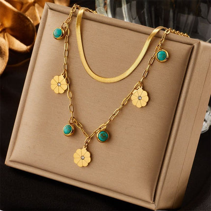Vintage Inspired Double Stack Necklace, Delicate Subtle Luxury Gold Dipped Stainless Steel Everyday Accessory