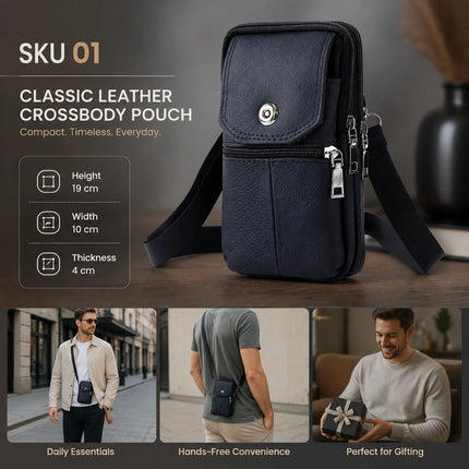 Sleek Leather Belt Phone Pouch