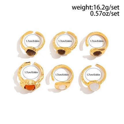 Distinct Molten Texture Flower Ring Kit, Minimal Faux Pearl Decorated Stacking Jewellery, Light Gold, 3 Pack