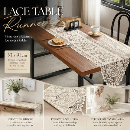 Chic Fringed Lace Table Runner (13*36in)