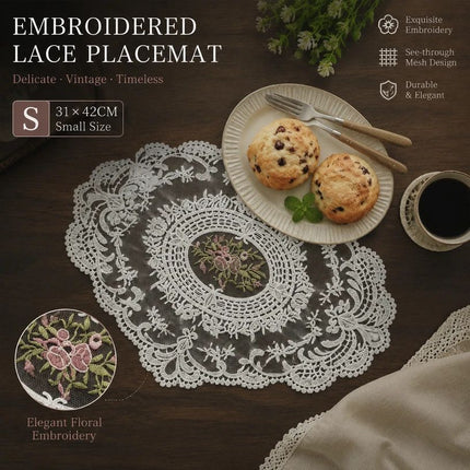 Old-Style Border Stitched Dining Placemat, Camel