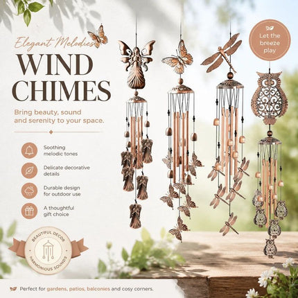 Antique Iron Ladybug Wind Spinner Chime, Hollow Copper Hanging Bell Ornament For Yard, Beautiful Patio Present