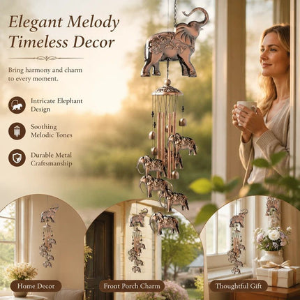 Antique Hollow Metal Elephant Wind Chime