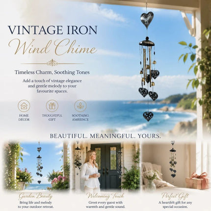 Retro Bronze Heart Hollow Iron Wind Bell
