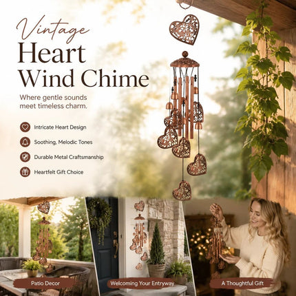 Antique Hollow Iron Heart Wind Chime