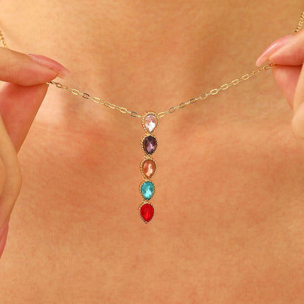 Oval Time Gem Glass Alloy Pendant Necklace, KC Gold Tone