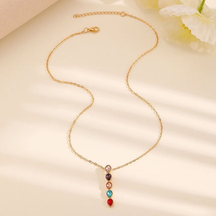 Oval Time Gem Glass Alloy Pendant Necklace, KC Gold Tone